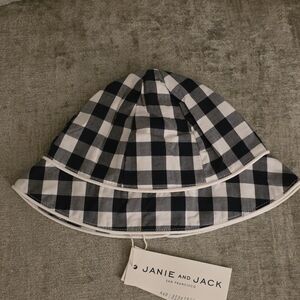 Janie and Jack Black and White Checkered Kids Hat